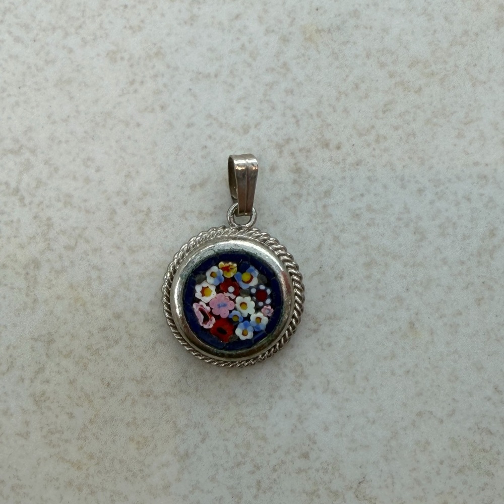 Floral Silver Necklace Pendant made in Italy
